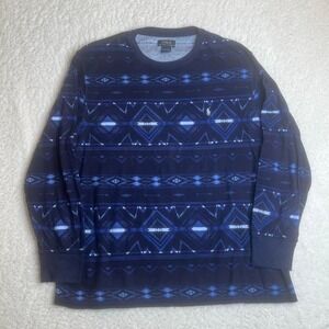 Polo Ralph Lauren men's blue Aztec pattern aop long sleeve thermal shirt xxl